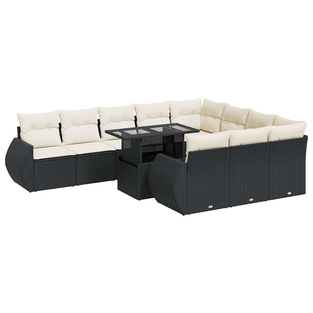 11-Piece Modular Garden Sofa Set in Black