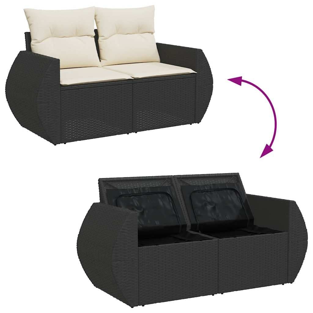 11-Piece Modular Garden Sofa Set in Black