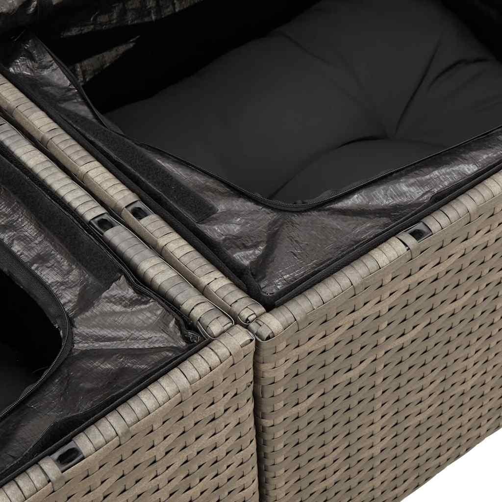 Grey Poly Rattan 6-Piece Garden Sofa Set for Outdoors