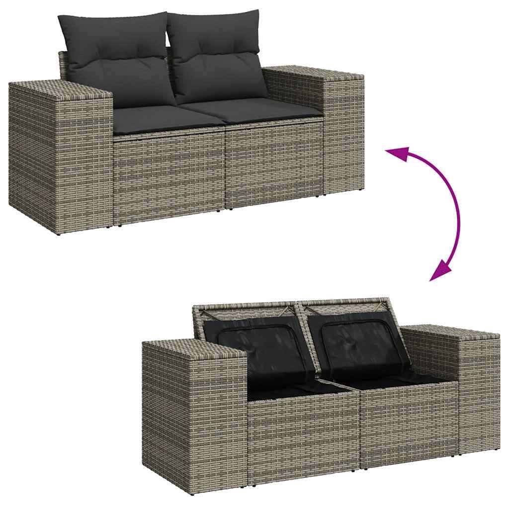 Grey Poly Rattan 6-Piece Garden Sofa Set for Outdoors