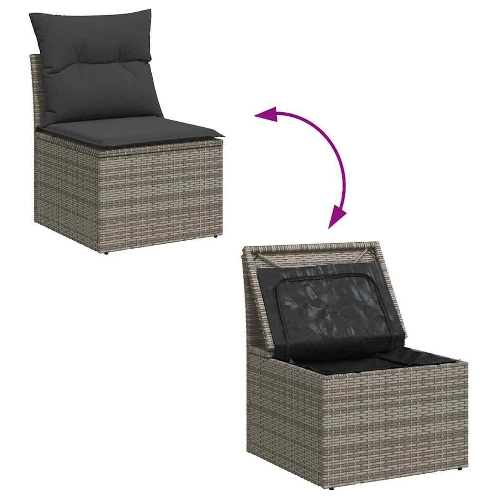 Grey Poly Rattan 6-Piece Garden Sofa Set for Outdoors