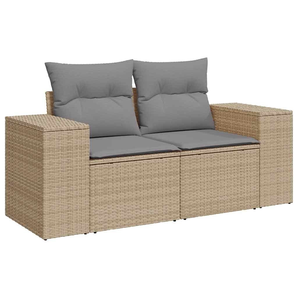 Beige 9-Piece Outdoor Garden Sofa Set with Cushions