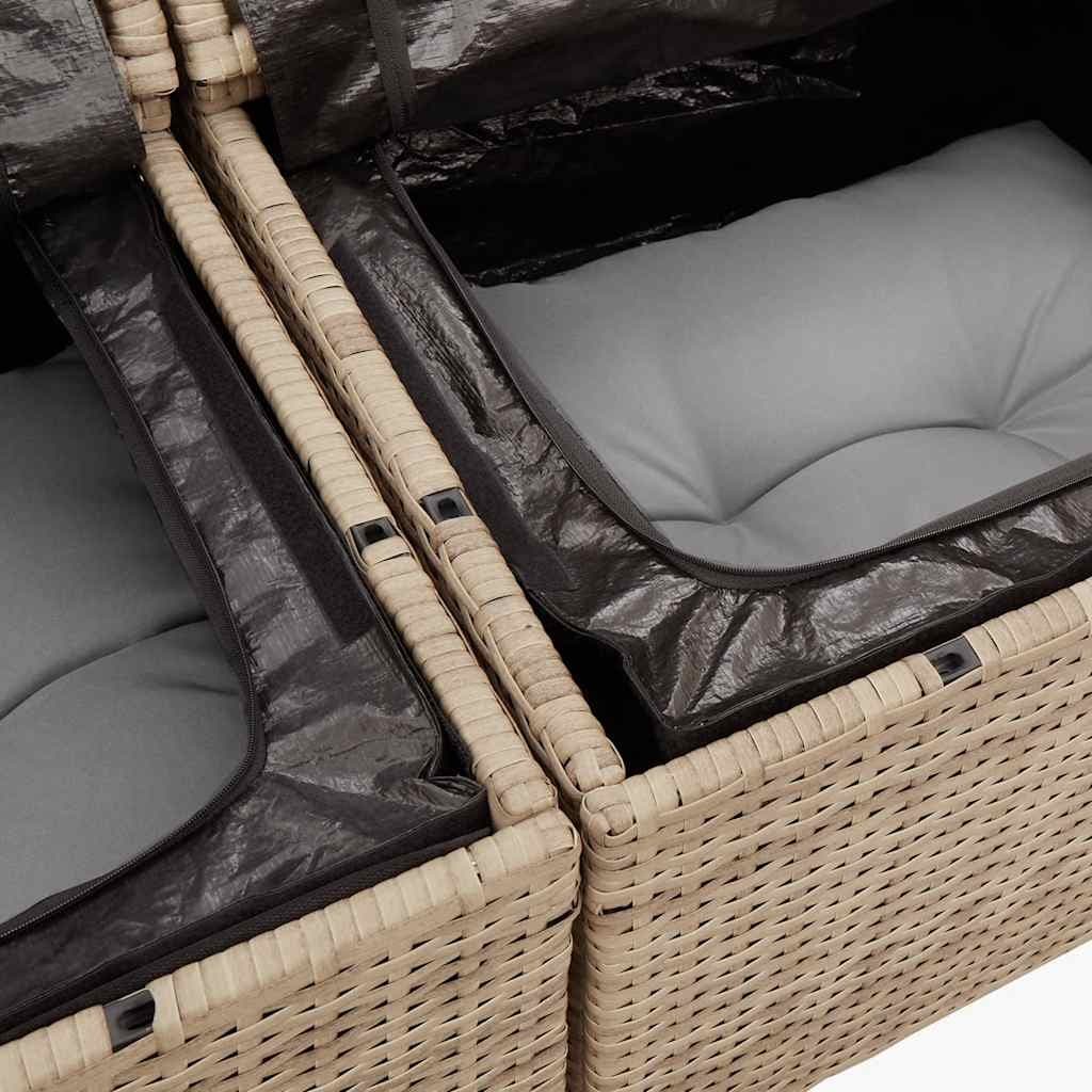 Beige 9-Piece Outdoor Garden Sofa Set with Cushions