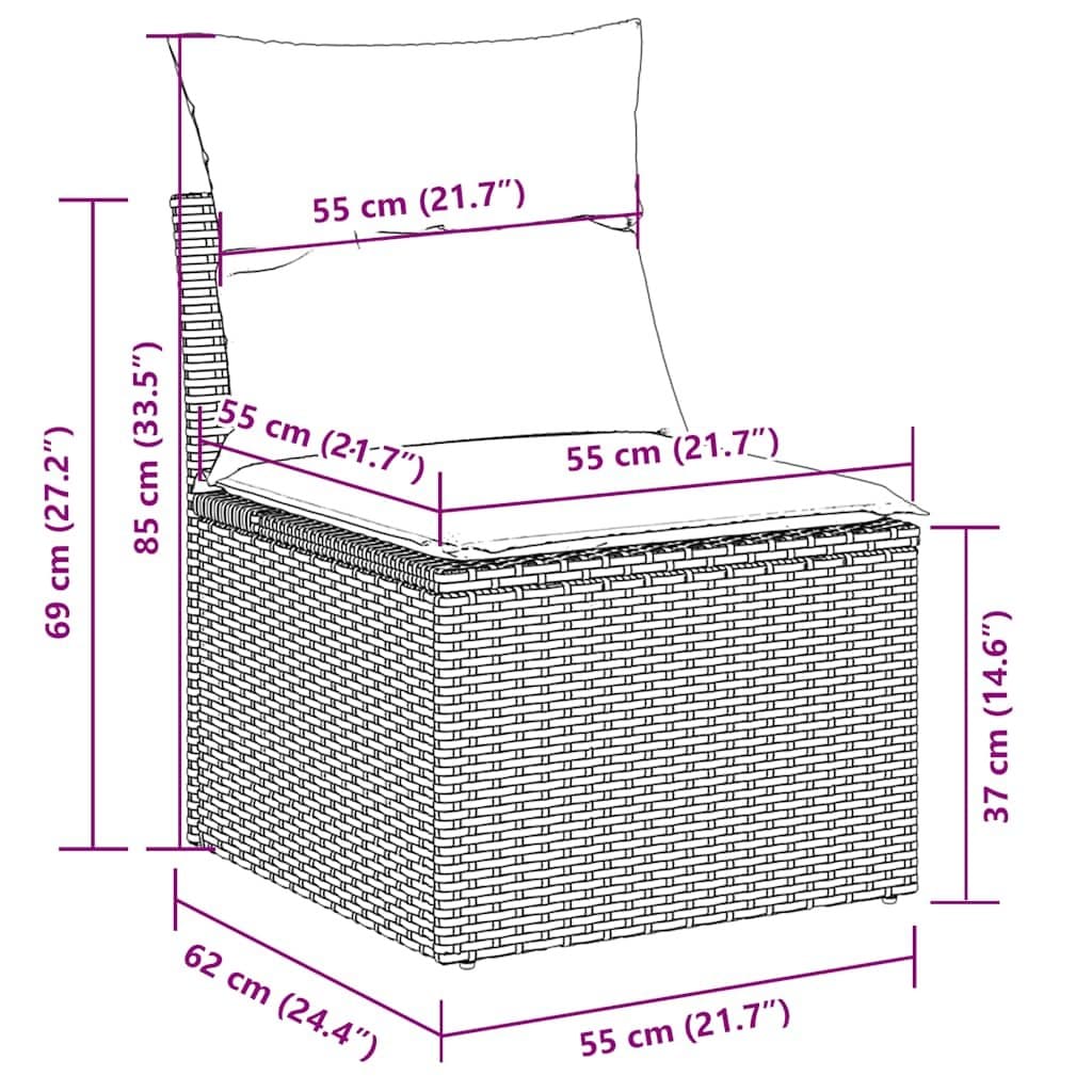 7-Piece Grey Poly Rattan Outdoor Sofa Set with Storage