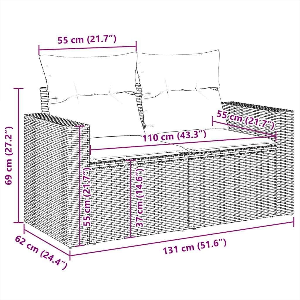 7-Piece Grey Poly Rattan Outdoor Sofa Set with Storage