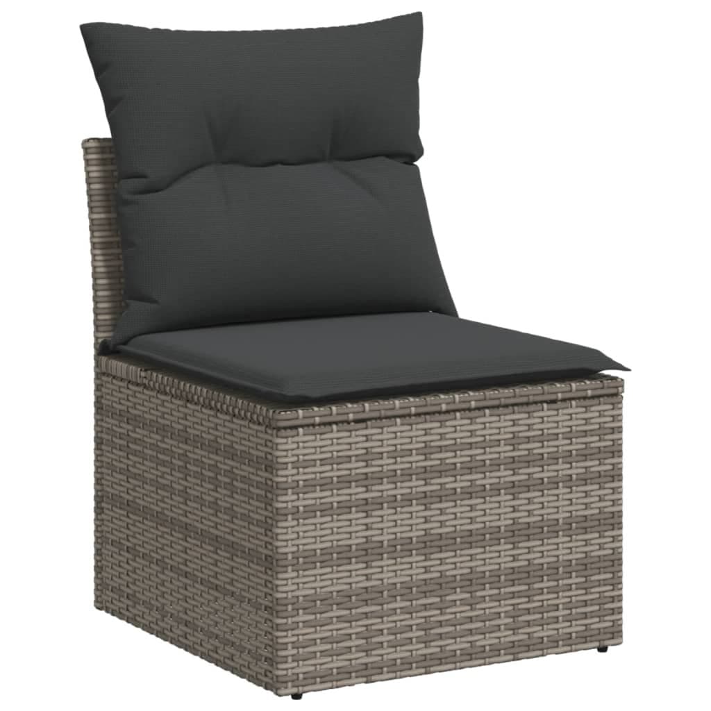9 Piece Grey Poly Rattan Garden Sofa Set