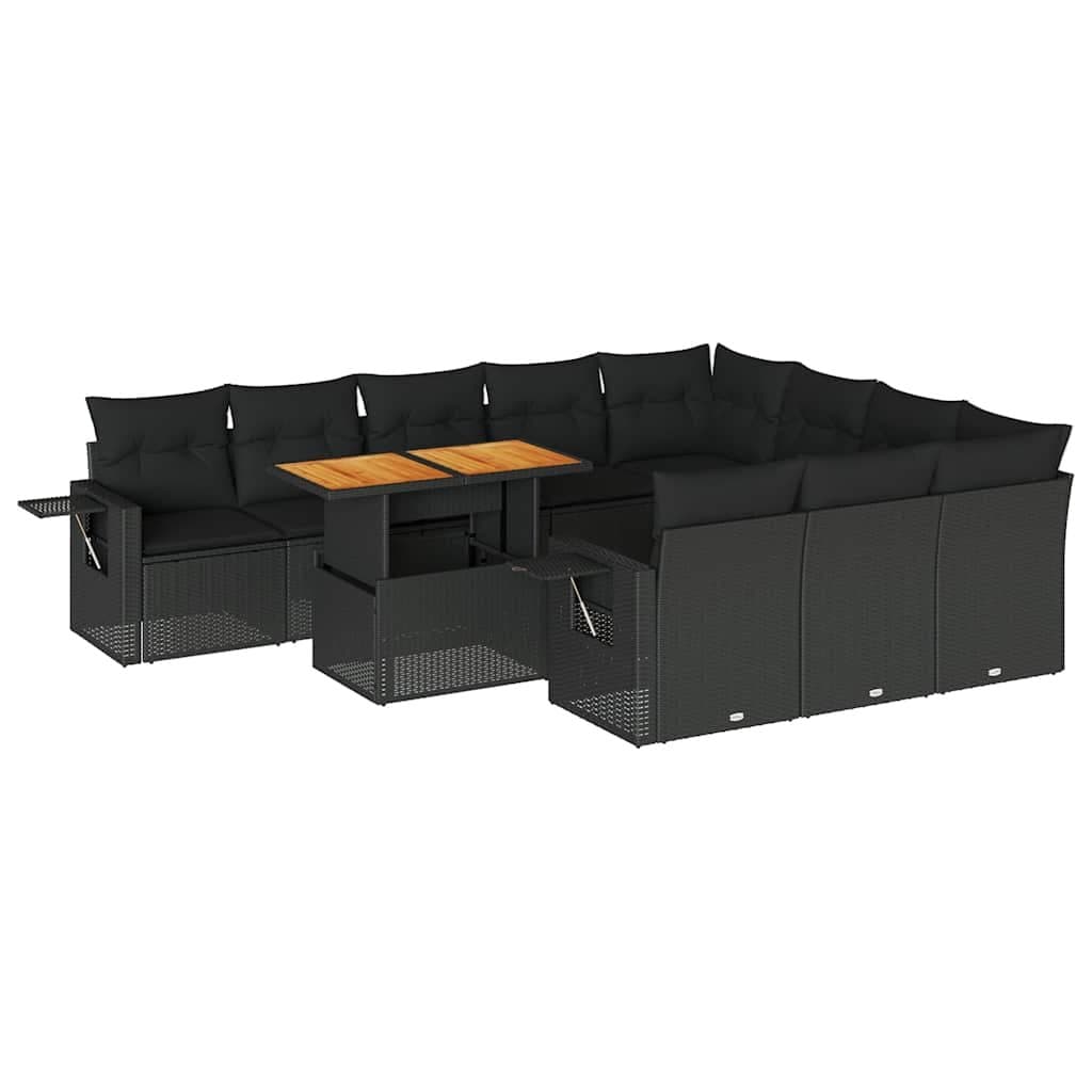 11-Piece Outdoor Garden Sofa Set in Black