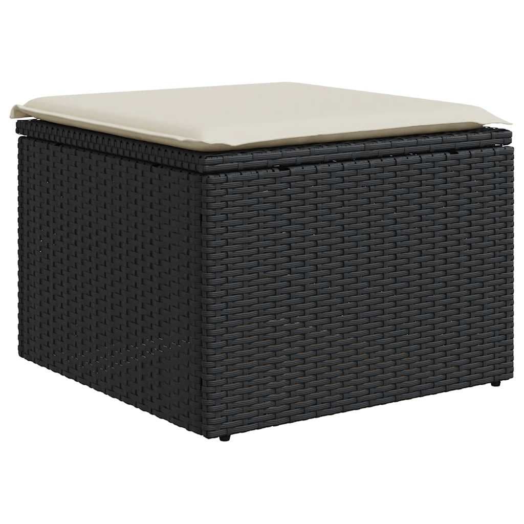 8-Piece Black Poly Rattan Garden Sofa Set for Outdoors