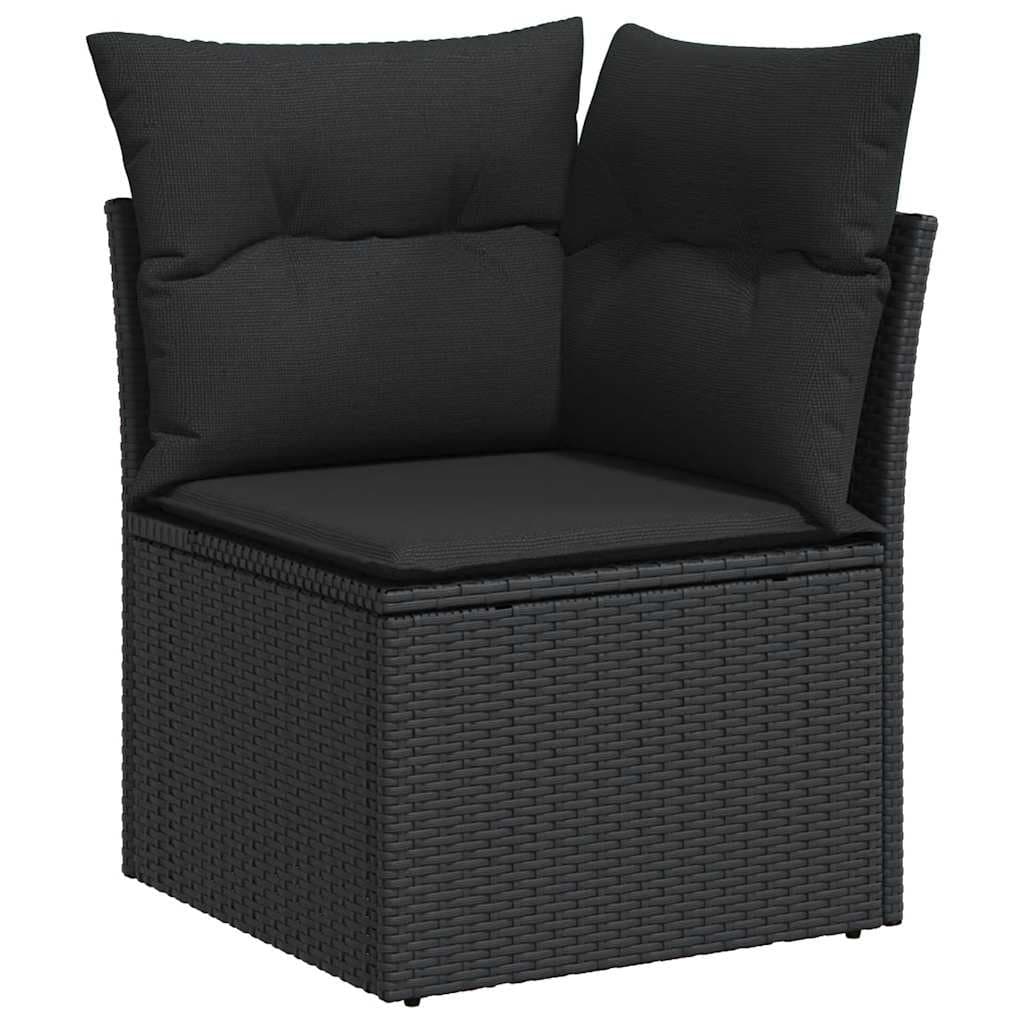 7 Piece Black Poly Rattan Garden Sofa Set