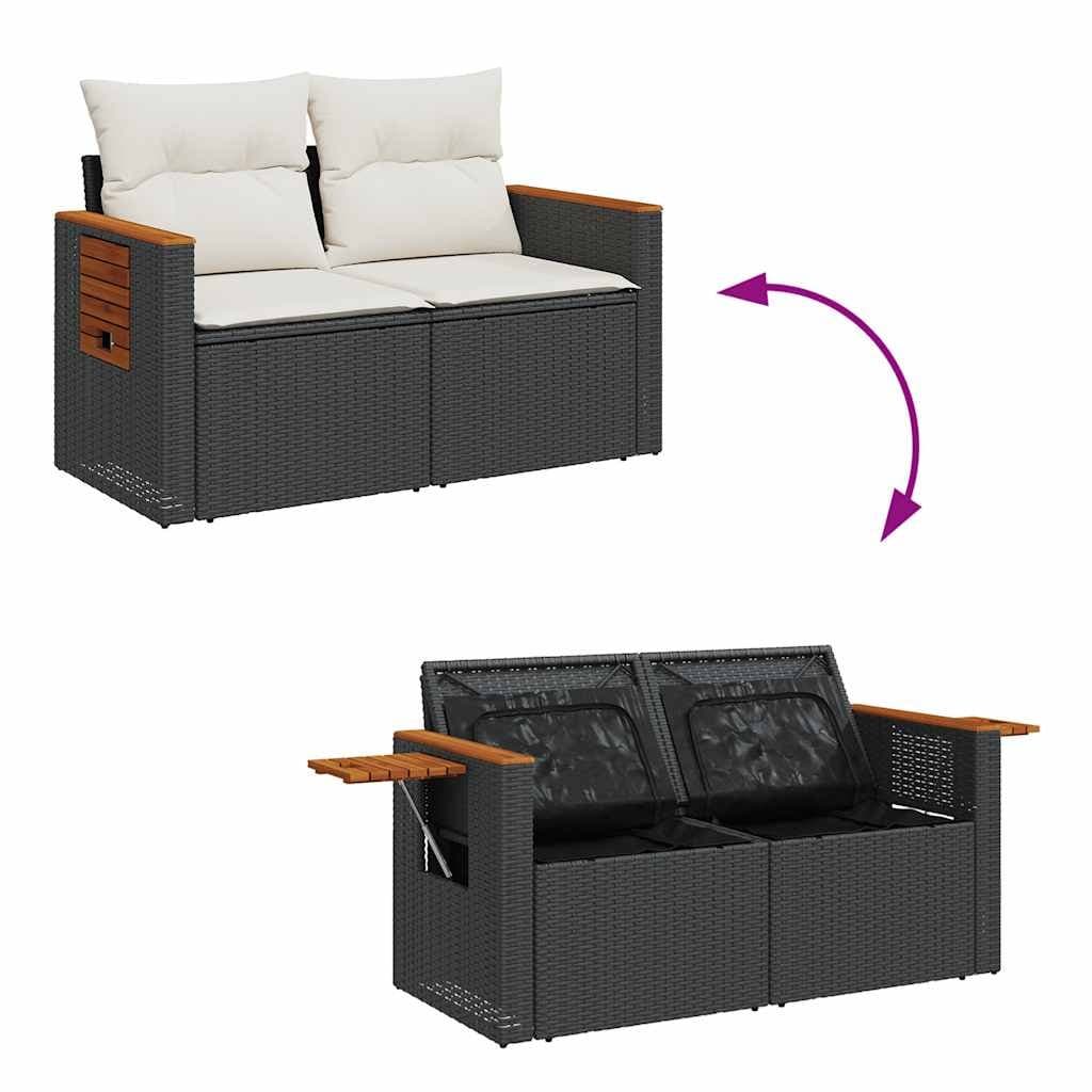 9 Piece Outdoor Patio Furniture Set with Cushions in Black