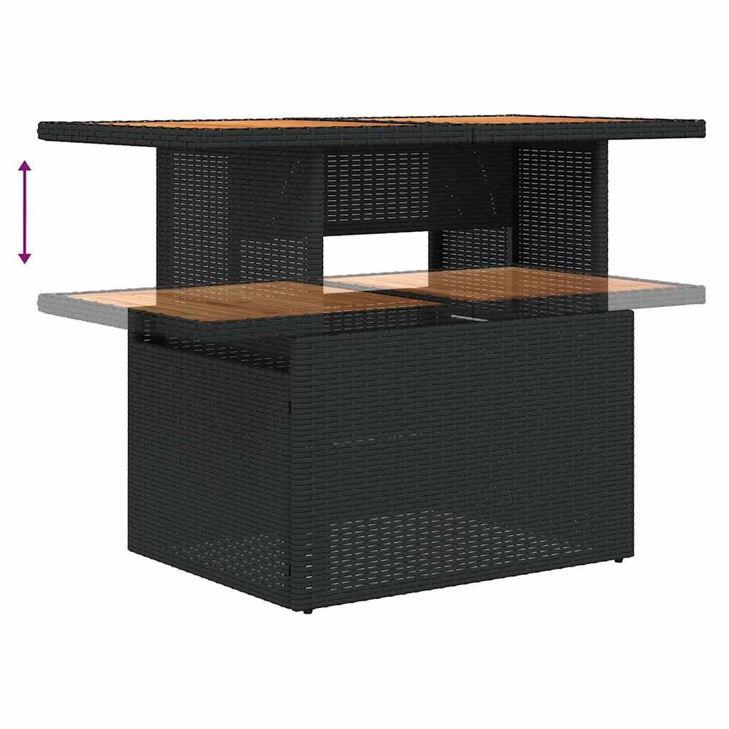 9 Piece Outdoor Patio Furniture Set with Cushions in Black