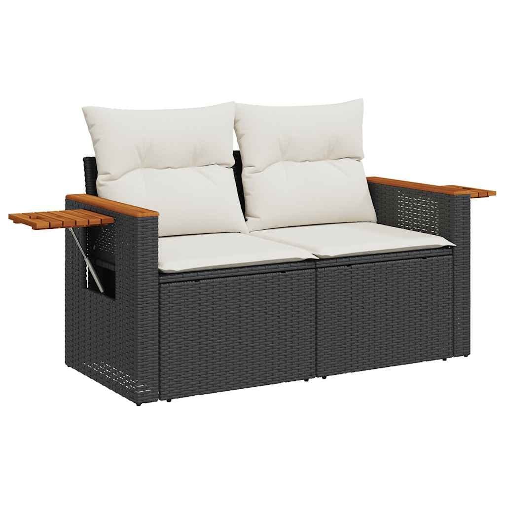 9 Piece Outdoor Patio Furniture Set with Cushions in Black