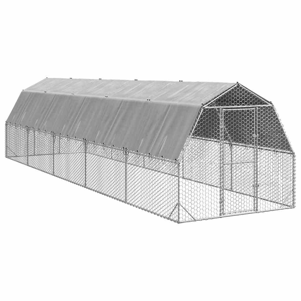 Walk-In Chicken Run with Roof 2.5x10x2.25 m