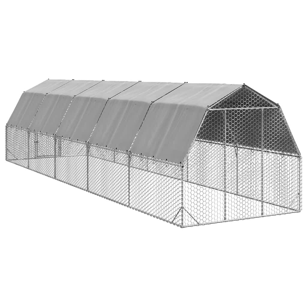 Walk-In Chicken Run with Roof 2.5x10x2.25 m