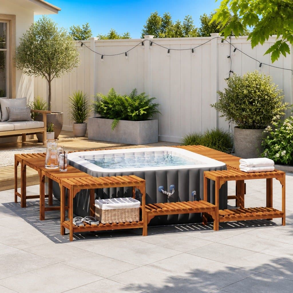 Acacia Wood Hot Tub Surround 230 x 230 cm Brown