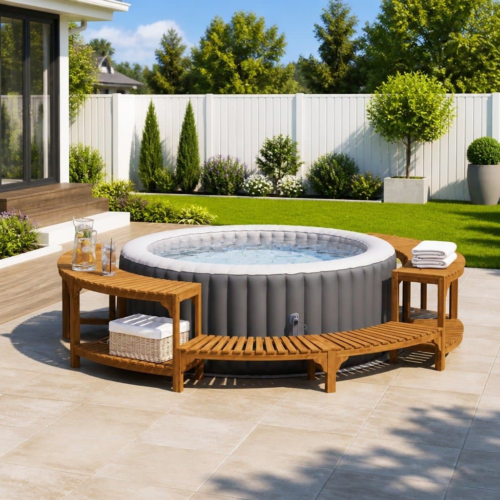 Solid Wood Hot Tub Surround in Brown Ø255cm