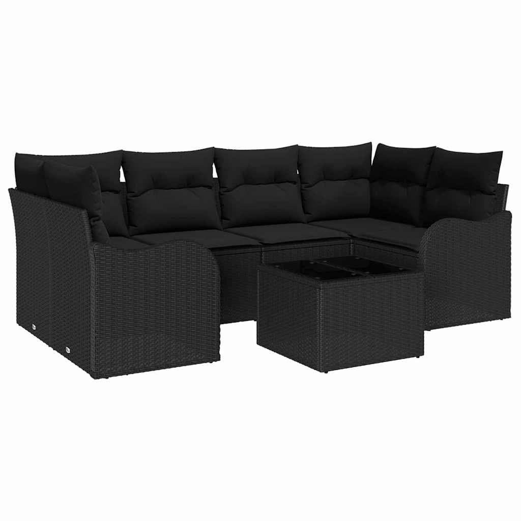 Outdoor Garden Sofa Set Black Modular Poly Rattan Patio Seating Lounge Furniture