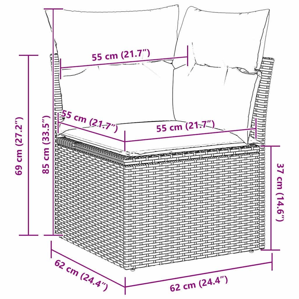 Outdoor Garden Sofa Set Black Modular Poly Rattan Patio Seating Lounge Furniture
