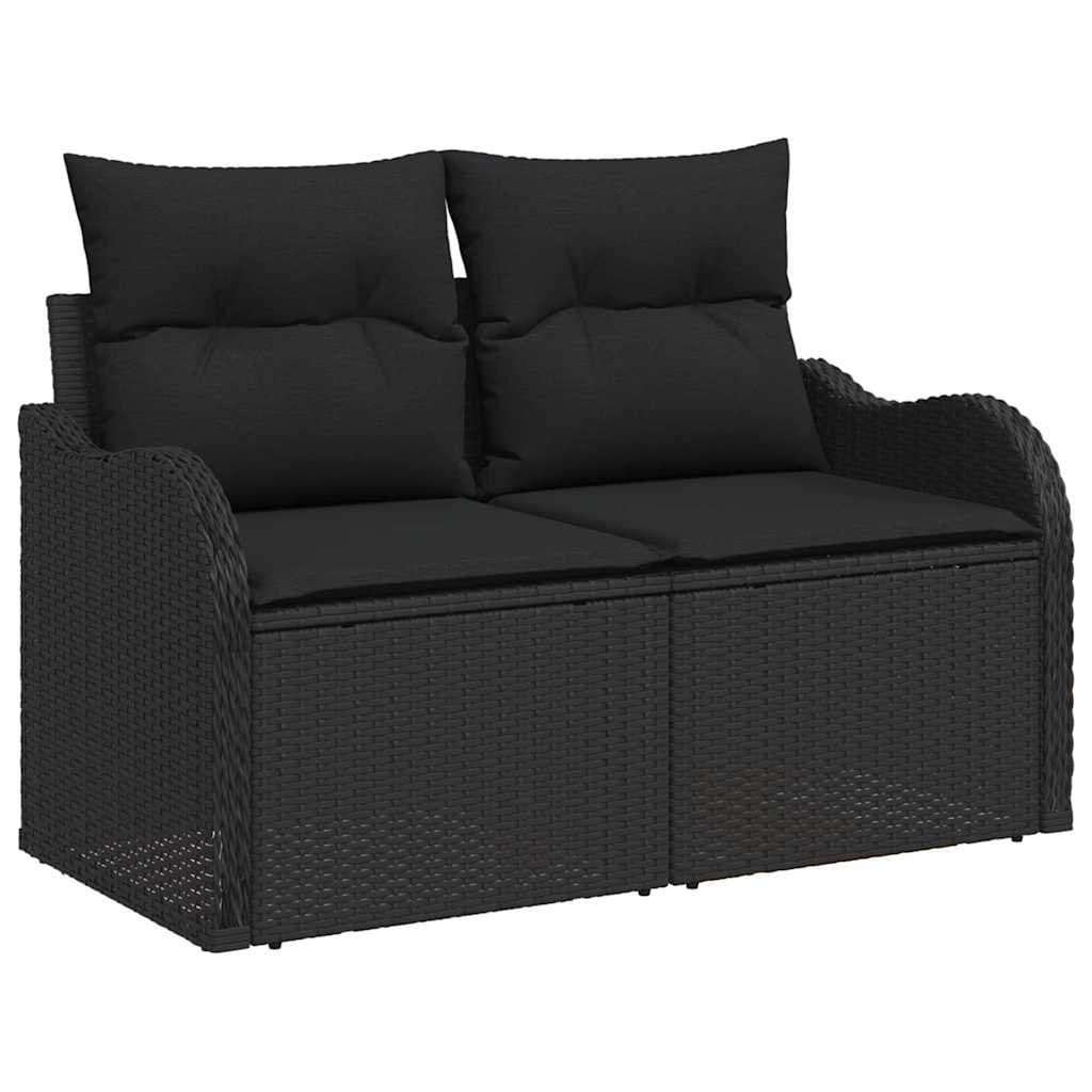 Outdoor Garden Sofa Set Black Modular Poly Rattan Patio Seating Lounge Furniture
