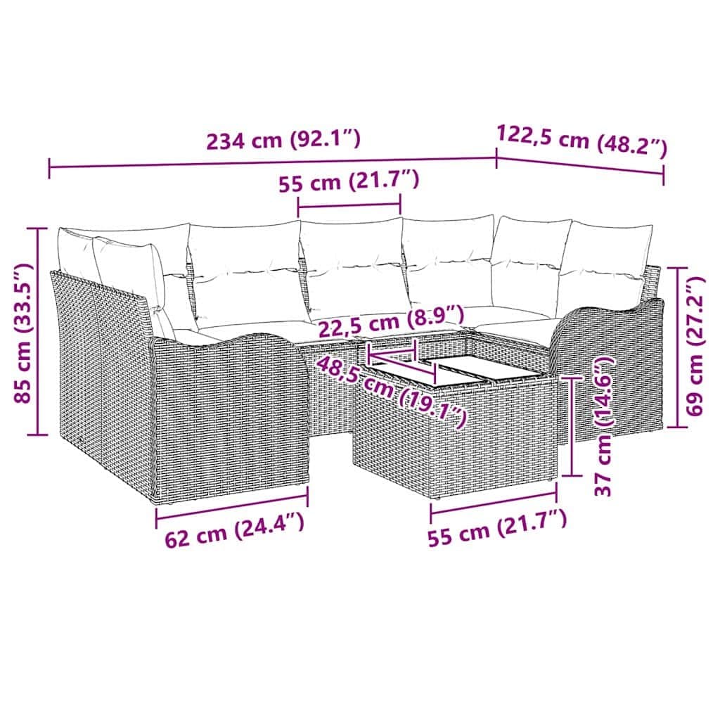 Outdoor Garden Sofa Set Black Modular Poly Rattan Patio Seating Lounge Furniture