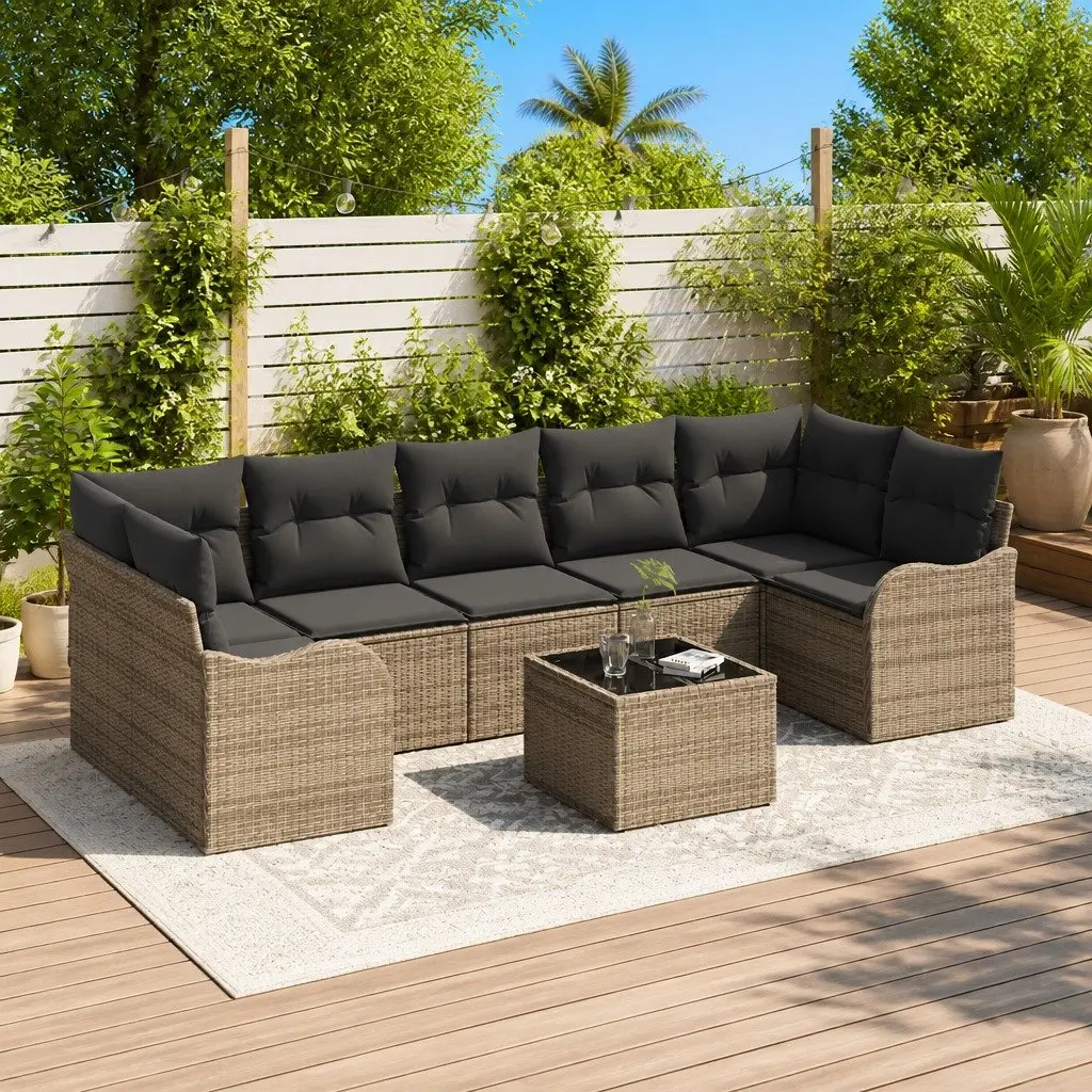 Grey Modular Poly Rattan Outdoor Garden Sofa Set