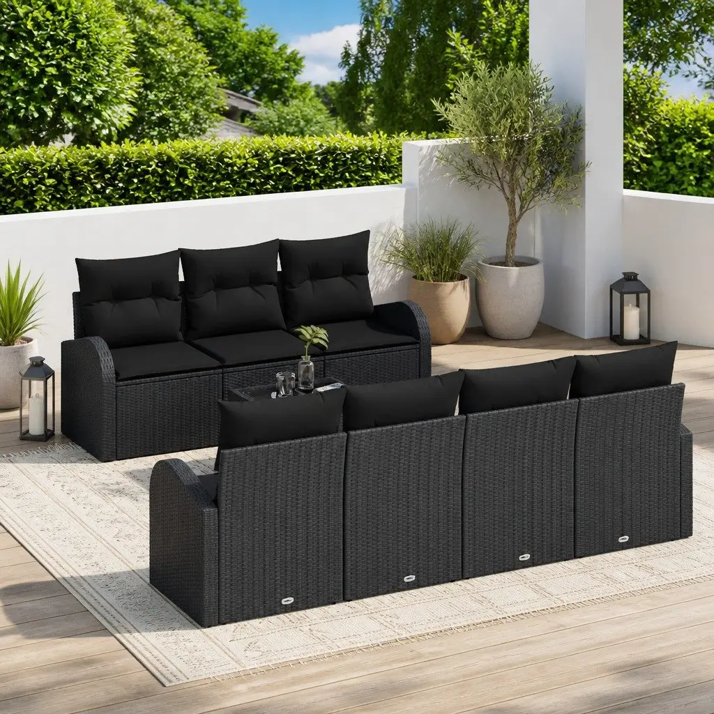 Black Square Modern Patio Sofa Set for Outdoor Spaces