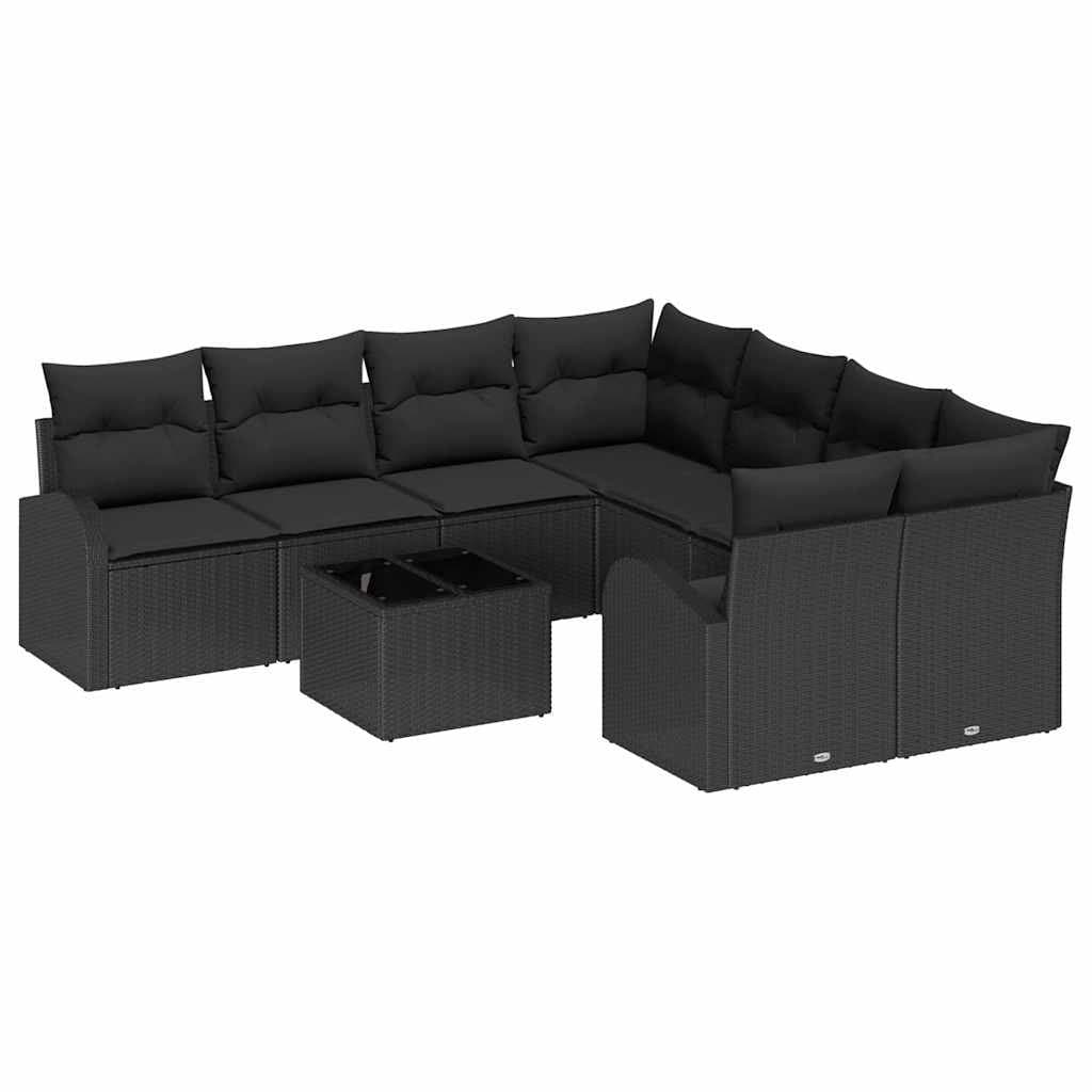 Black Modular Outdoor Garden Sofa Set with Durable Rattan