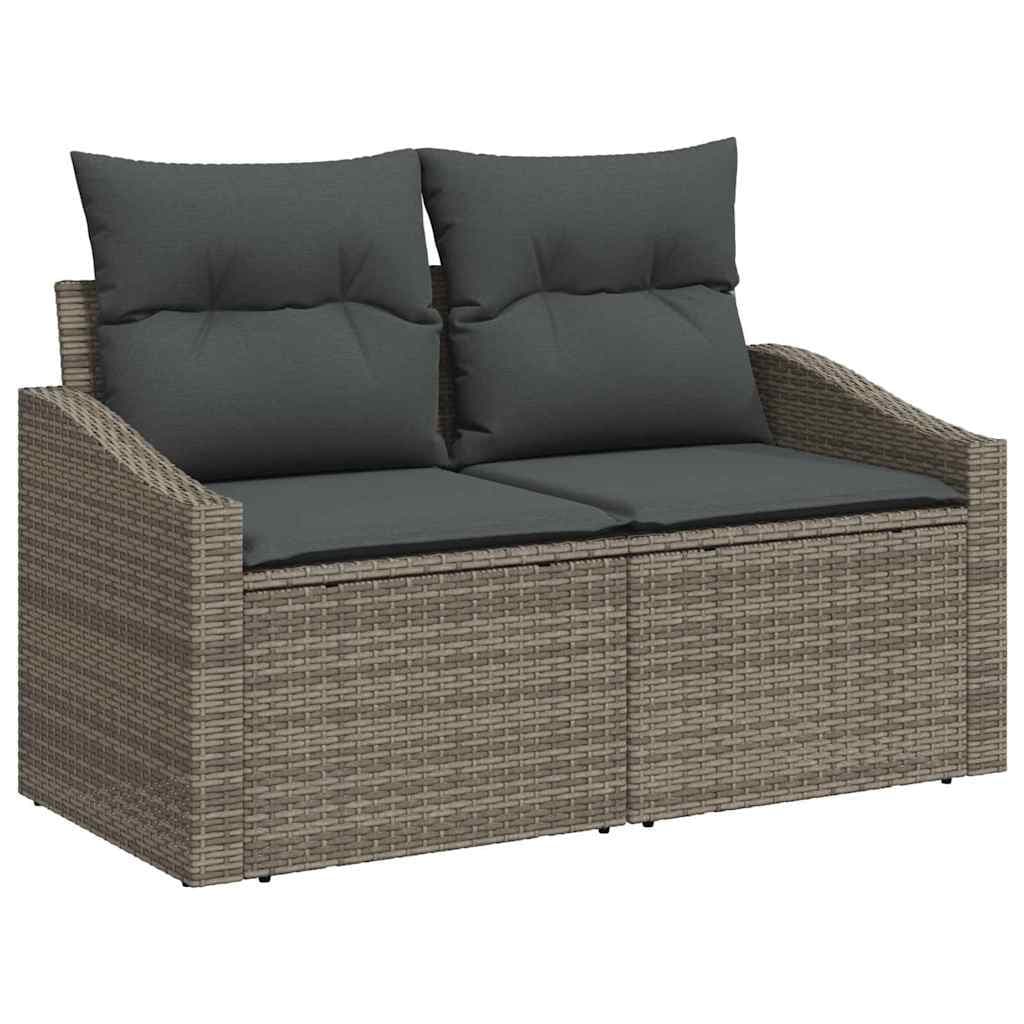 9-Piece Grey Poly Rattan Outdoor Sofa Set