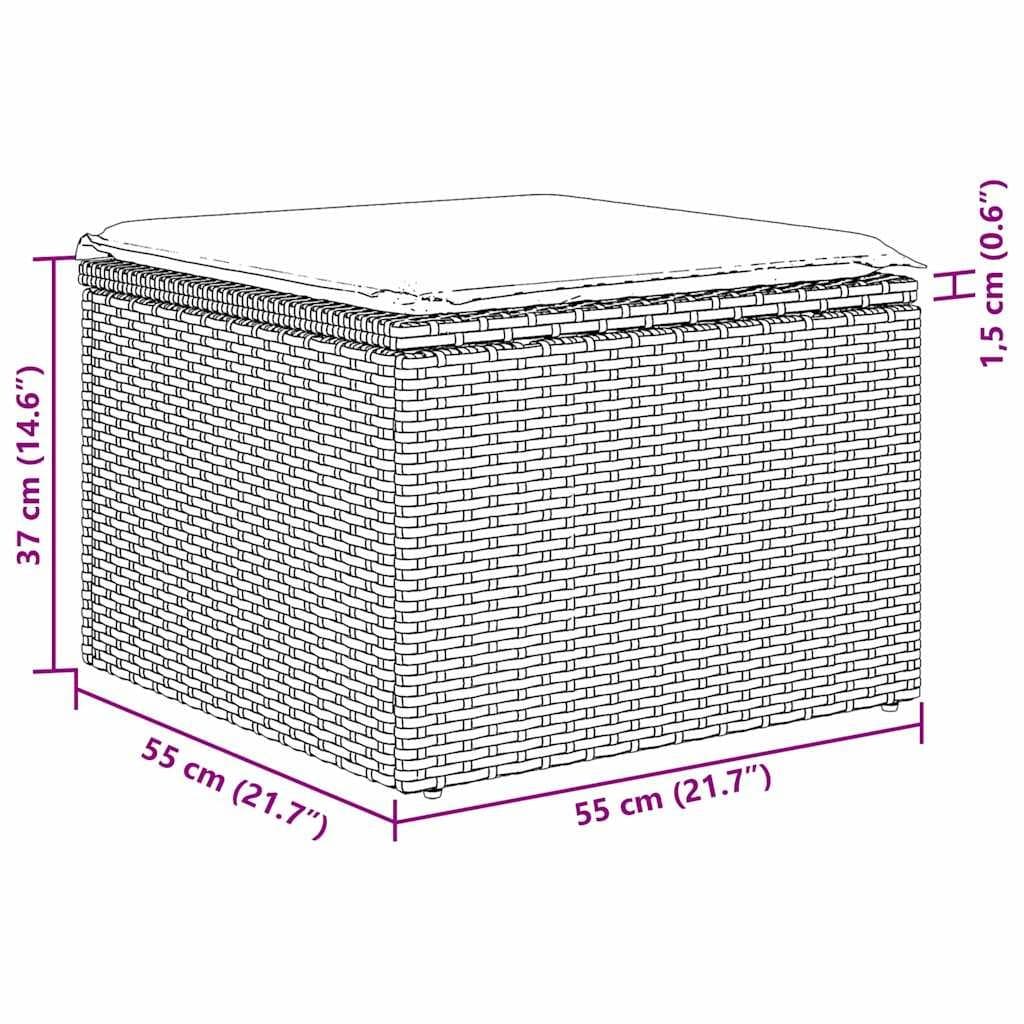 6 Piece Modular Garden Sofa Set in Grey Poly Rattan