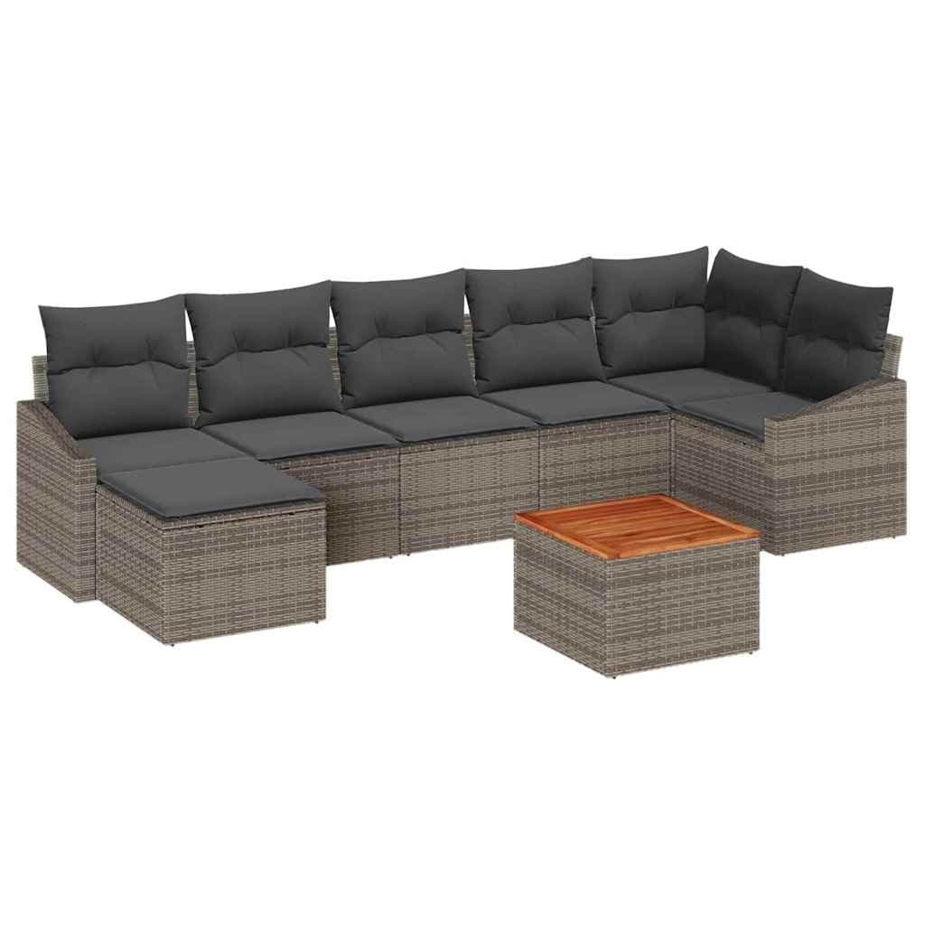 8-Piece Outdoor Modular Garden Sofa Set in Grey