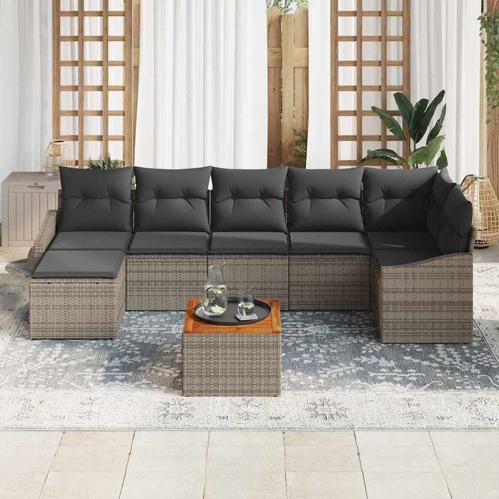 8-Piece Outdoor Modular Garden Sofa Set in Grey