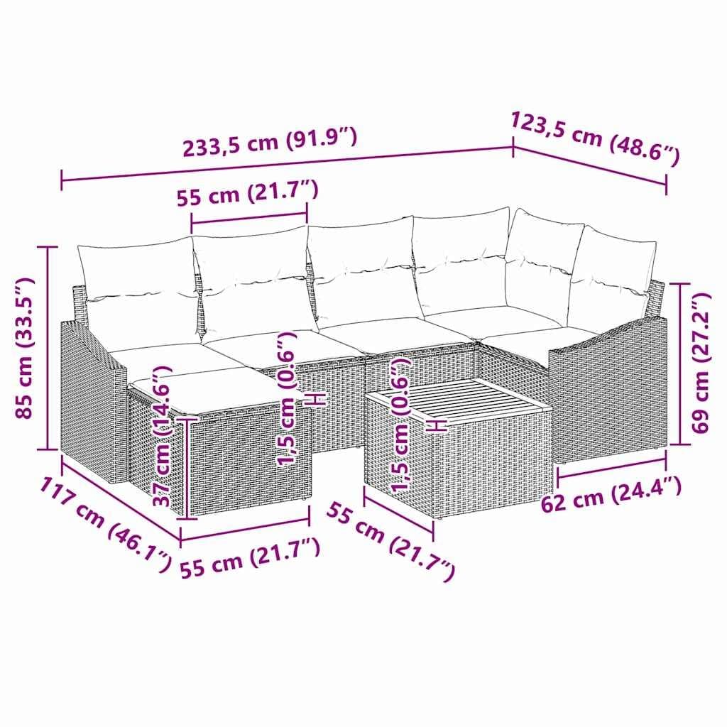 8-Piece Outdoor Modular Garden Sofa Set in Grey