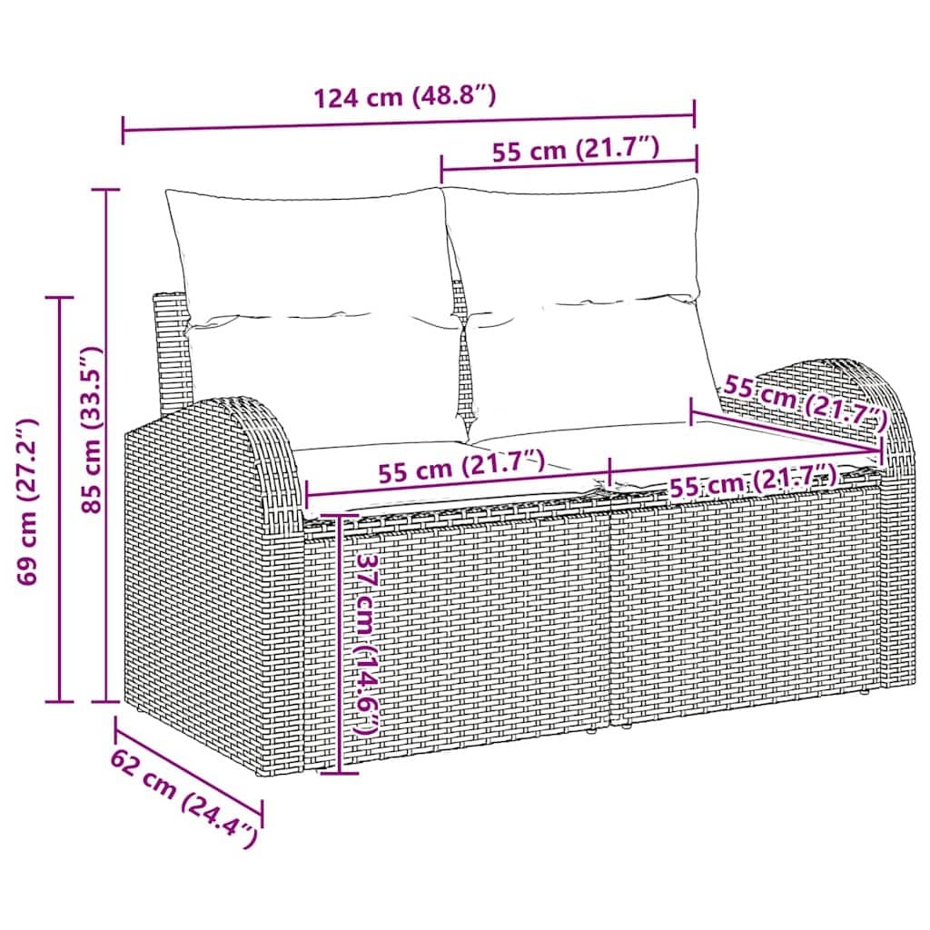 Black Modular Poly Rattan Outdoor Sofa Set with Storage
