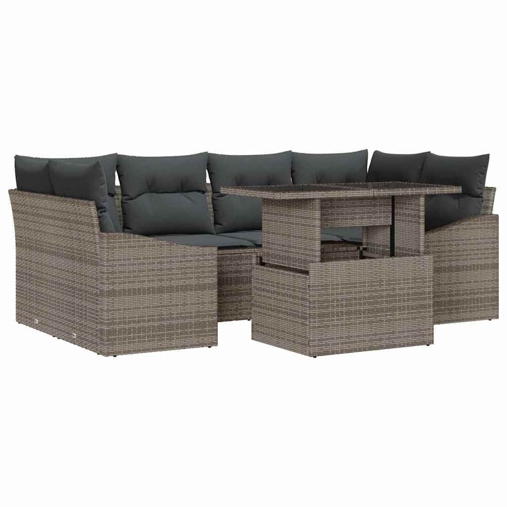 7-Piece Modular Grey Outdoor Garden Sofa Set