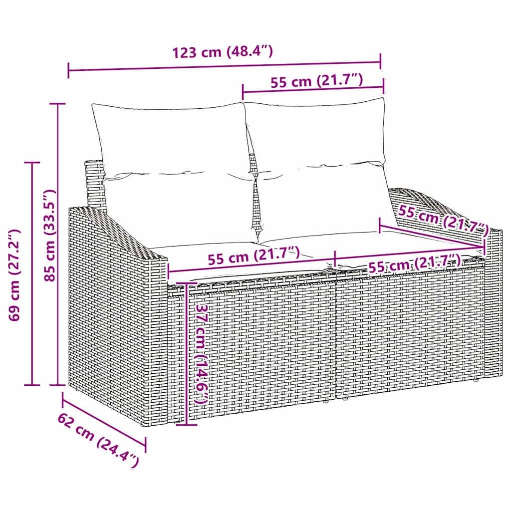 7-Piece Modular Grey Outdoor Garden Sofa Set