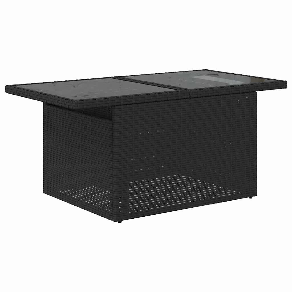 9-Piece Black Poly Rattan Modular Garden Sofa Set