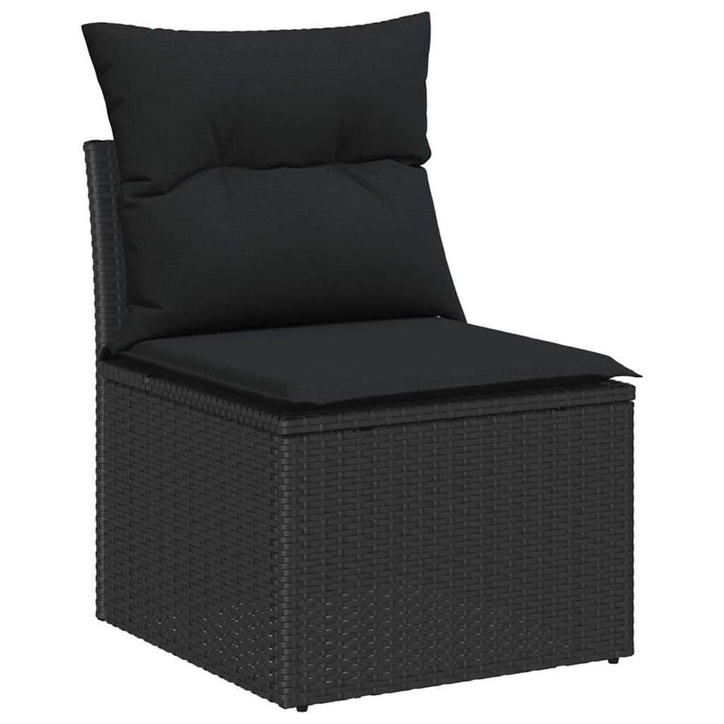 Outdoor Garden Sofa Set 8 Pieces Black Poly Rattan Modular Lounge Seating with