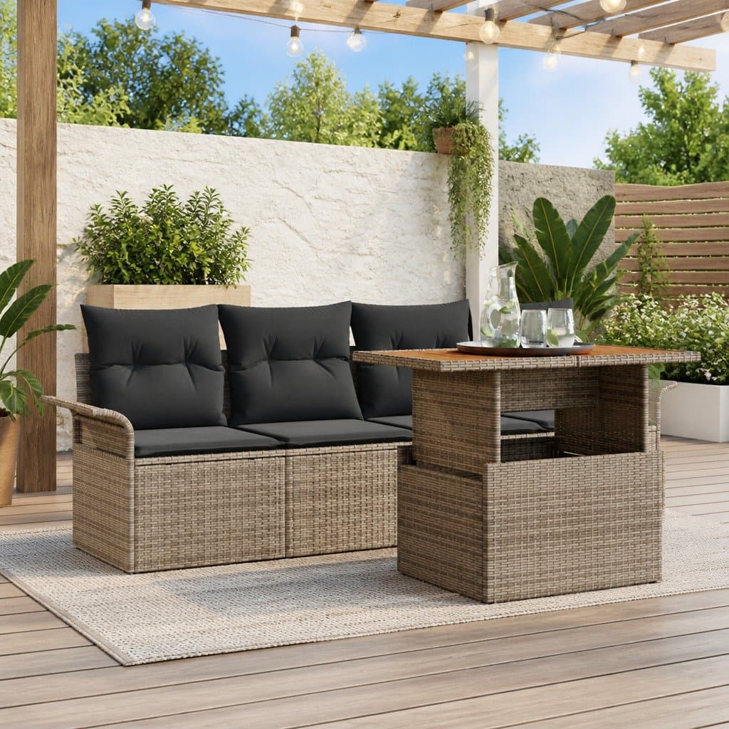 Grey Rattan 5-Piece Modular Garden Sofa Set