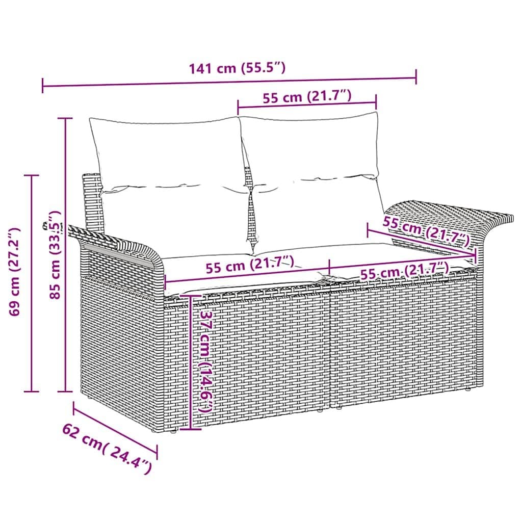 Grey Rattan 5-Piece Modular Garden Sofa Set