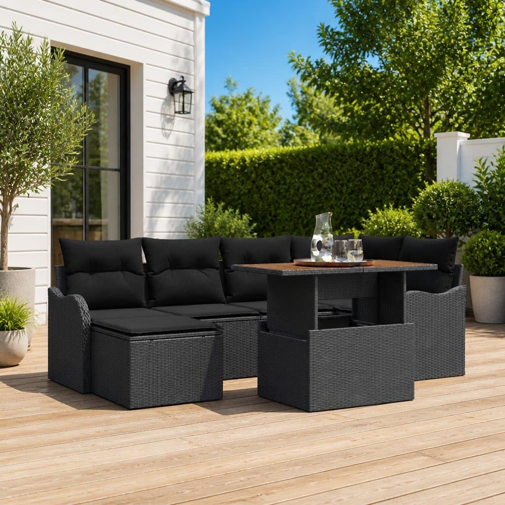 7-Piece Outdoor Garden Sofa Set with Steel Frame