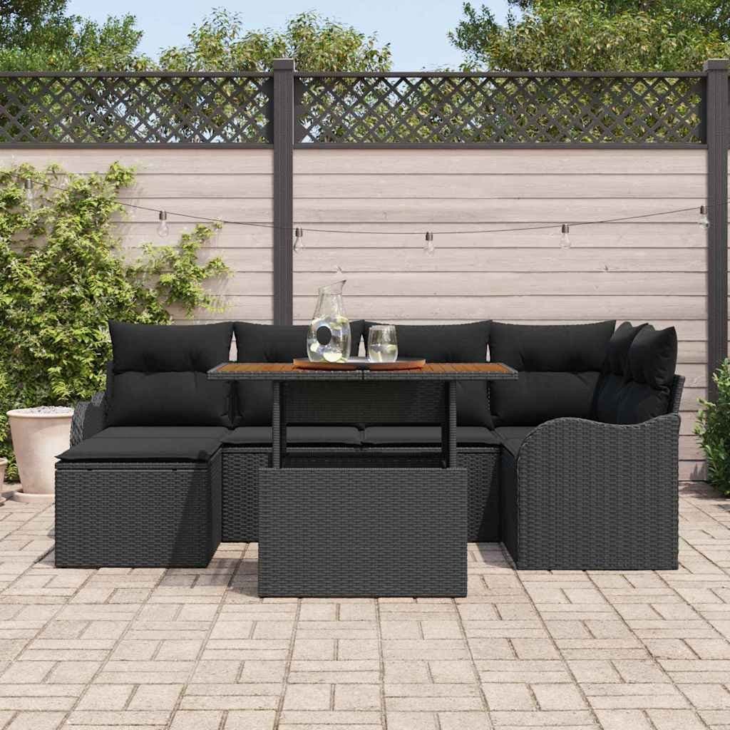 7-Piece Outdoor Garden Sofa Set with Steel Frame