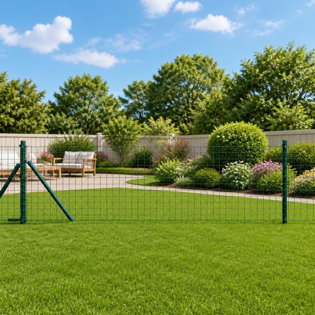 Embedded Steel Green Powder-Coated Garden Fence Posts 52 Pack
