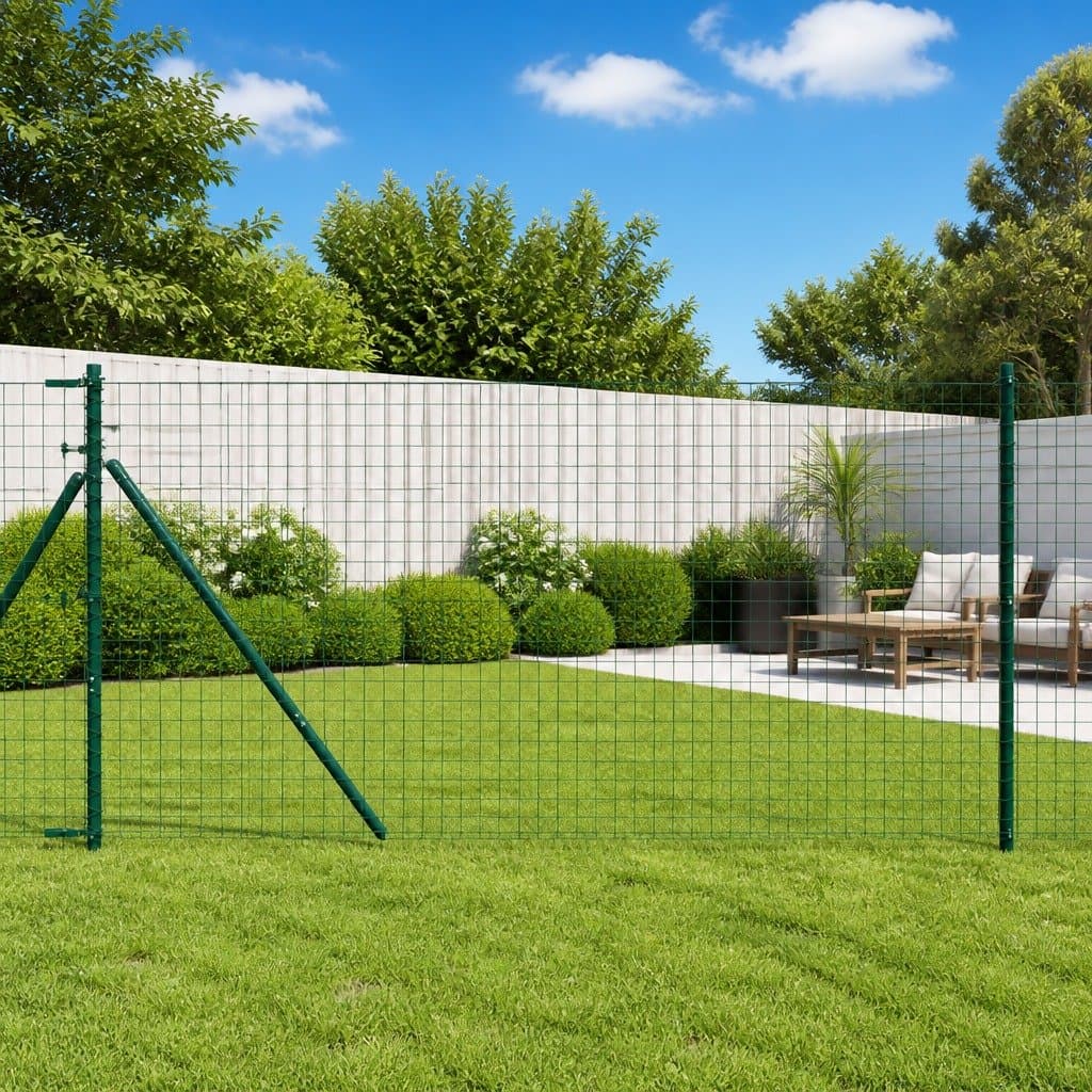 Green Powder-Coated Steel Fence Posts 52 Pack for Gardens