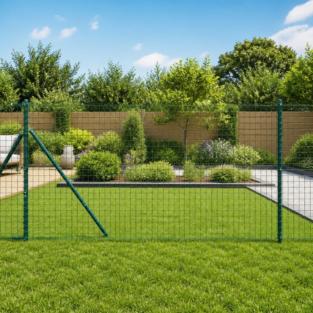 Green Powder-Coated Steel Embedded Fence Posts