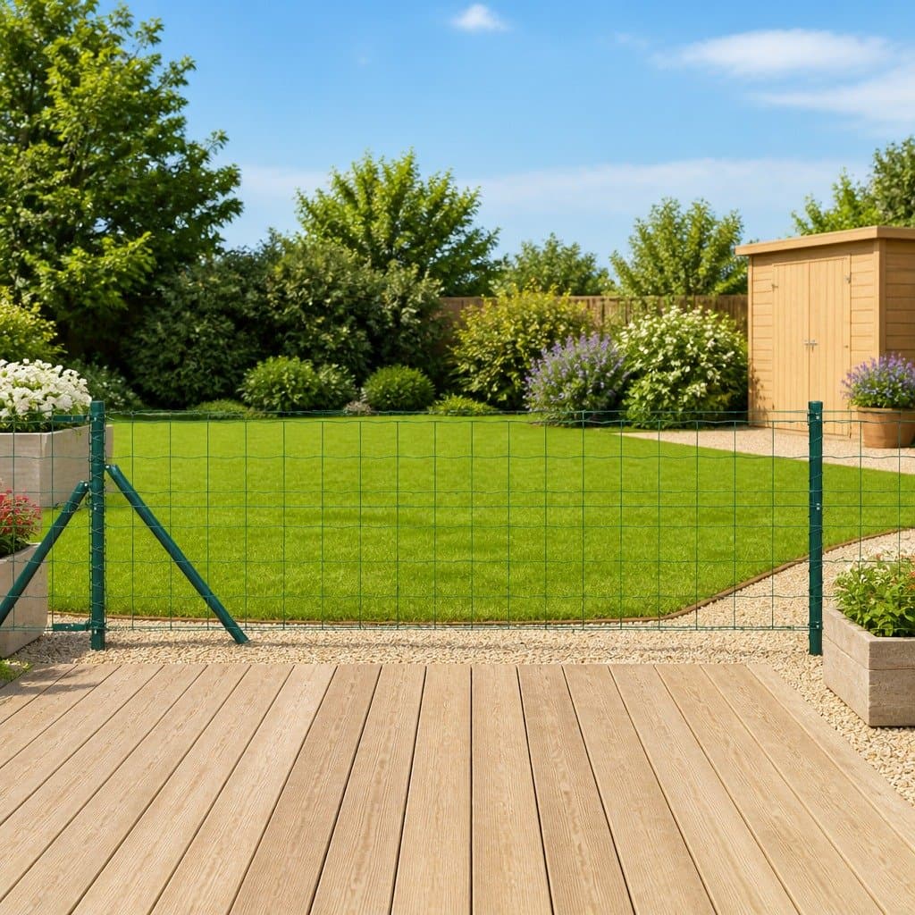 Green PVC-Coated Steel Mesh Fence Panel Set 10 x 0.8m