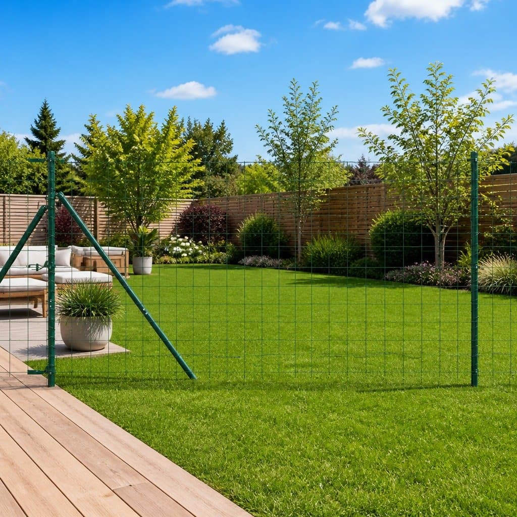 Green Mesh PVC-Coated Steel Outdoor Fence Panel