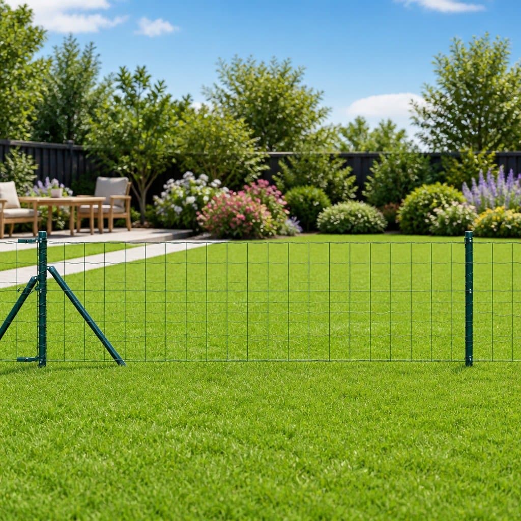 Green PVC-Coated Steel Mesh Fence Panel 25 x 0.8 m