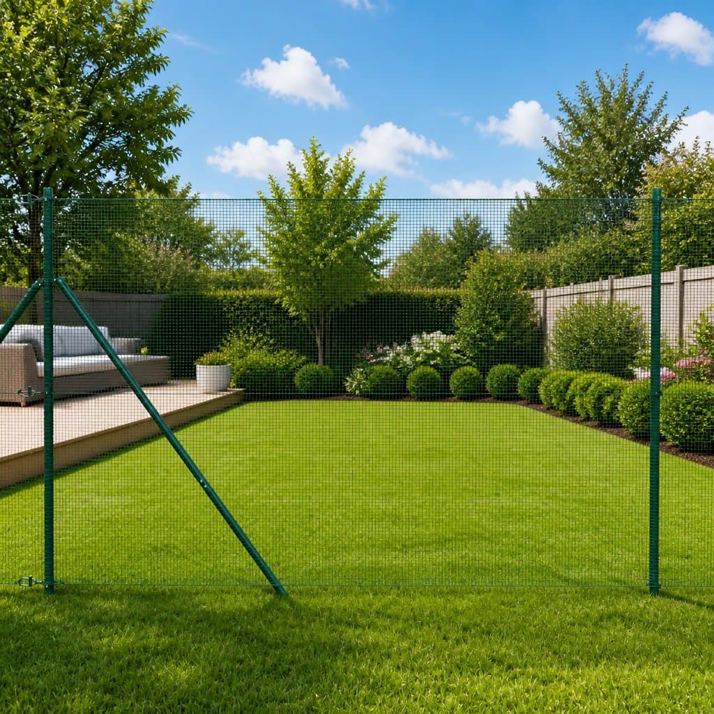 Green PVC-Coated Steel Welded Wire Fence Panel 10 x 1.5 m