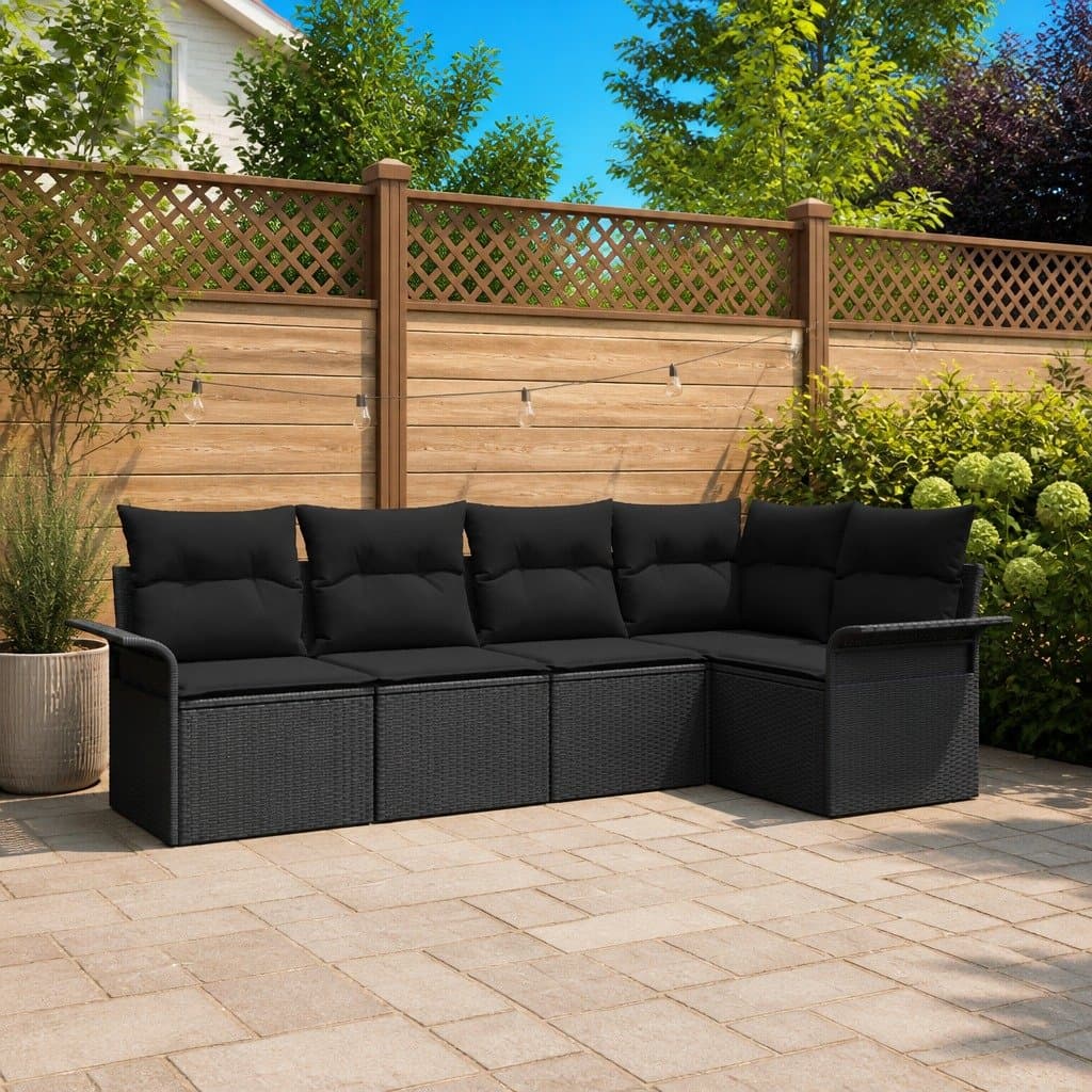 Modular 5-Piece Garden Sofa Set in Black