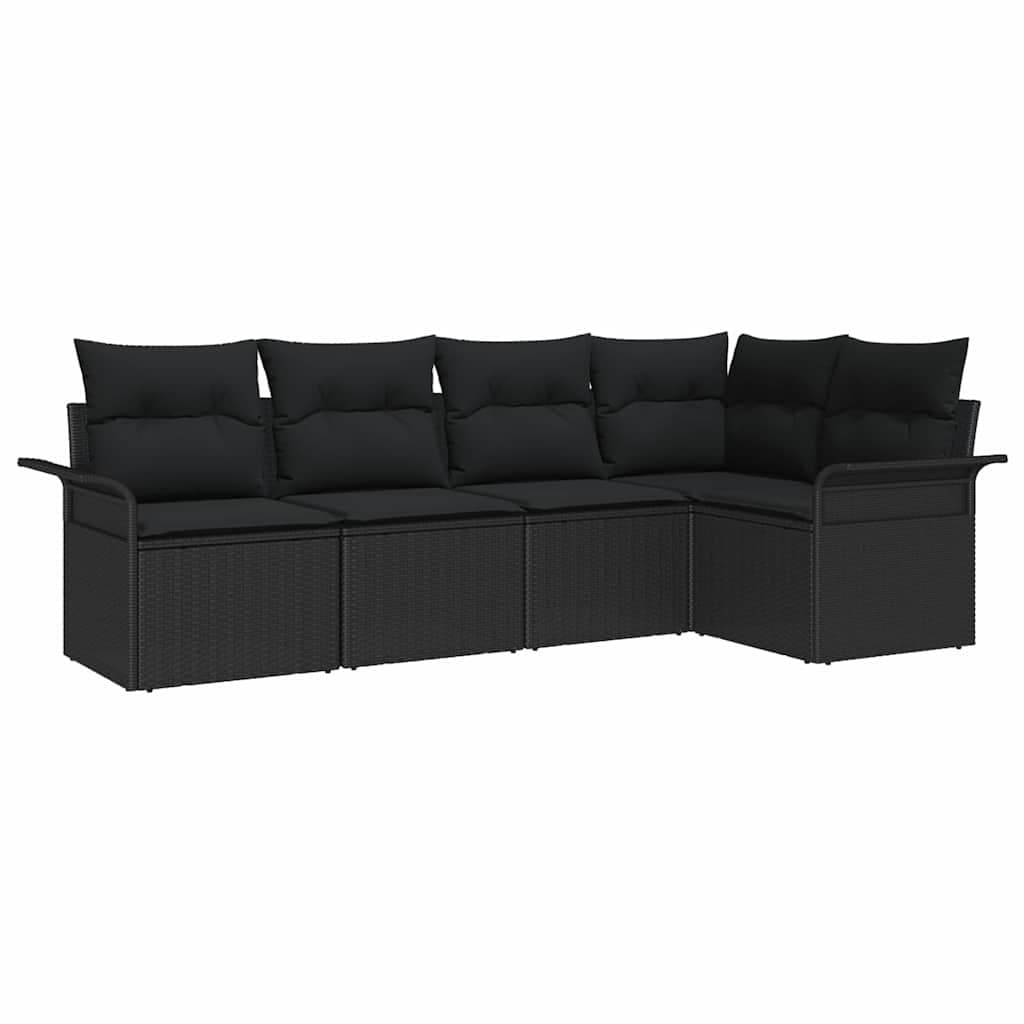 Modular 5-Piece Garden Sofa Set in Black